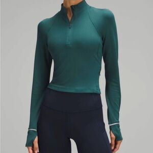 ~ Lululemon Its Rulu Run Ribbed Cropped Half Zip ~